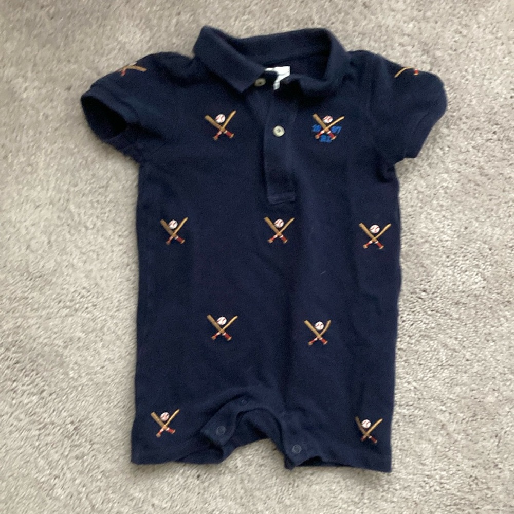 Ralph Lauren Baby Baseball Collared Romper